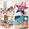 4th of July Tiered Tray Decorations, 4 Pcs Patriotic Wooden Star Set – Red White & Blue Memorial Day, Labor Day, Independence Day Tabletop Decor for Home & Office (Retro Solid Design)